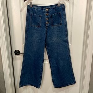 Anniewear size M cropped wide leg jeans, button fly jeans. New with tags.